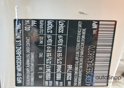 2014 Mercedes-Benz Gl 350 Bluetec из США, поврежденный, VIN 4JGDF2EE7EA368270